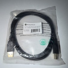 Monoprice 6ft USB 2.0 A Male to B Male 28/24AWG Cable - Gold Plated Black