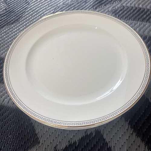 Pope Gosser (6) 9”Dinner Plates Pattern 1114 Deco Black Key Gold Ring ...