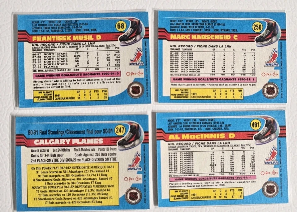 Tarjetas de hockey O-PEE-CHEE 1991 Calgary Flames lote 17 tarjetas usadas  Foto 4 de 4