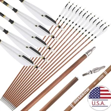 12X 31" Pure Carbon Arrows SP340 400 500 600 Natural Feather Archery Bow Hunting