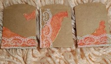Junk Journal pockets Set of 3 Orange/Lace/Brown Handmade Journal Scrapbooking