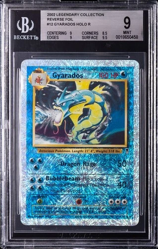 2002 LEGENDARY COLLECTION REVERSE FOIL - HOLO R #12 GYARADOS BGS 9