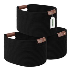 Cotton Rope Basket, Storage Baskets with Handle, 15x10x9 Inch Woven Basket fo...