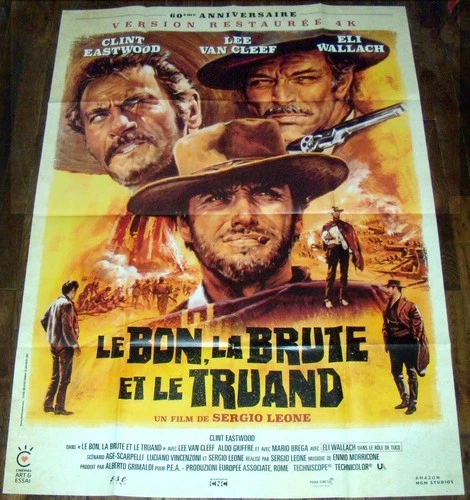 THE GOOD THE BAD & THE UGLY Sergio Leone Clint Eastwood  LARGE french POSTER
