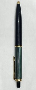 Pelikan K400 Black Green Striped Ballpoint Pen Gold Trim Germany No Ink