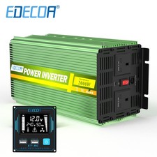 EDECOA 2000W Power Inverter 12V to 240V Car Inveter LCD Remote Controll ETRC