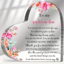 Floral "To My Sister-in-Law" Acrylic Heart Plaque Sentimental Bonus Sister Gift