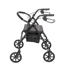 Rolling Walker with Wheels and Seat Iron Frame Rollator Walker for Seniors