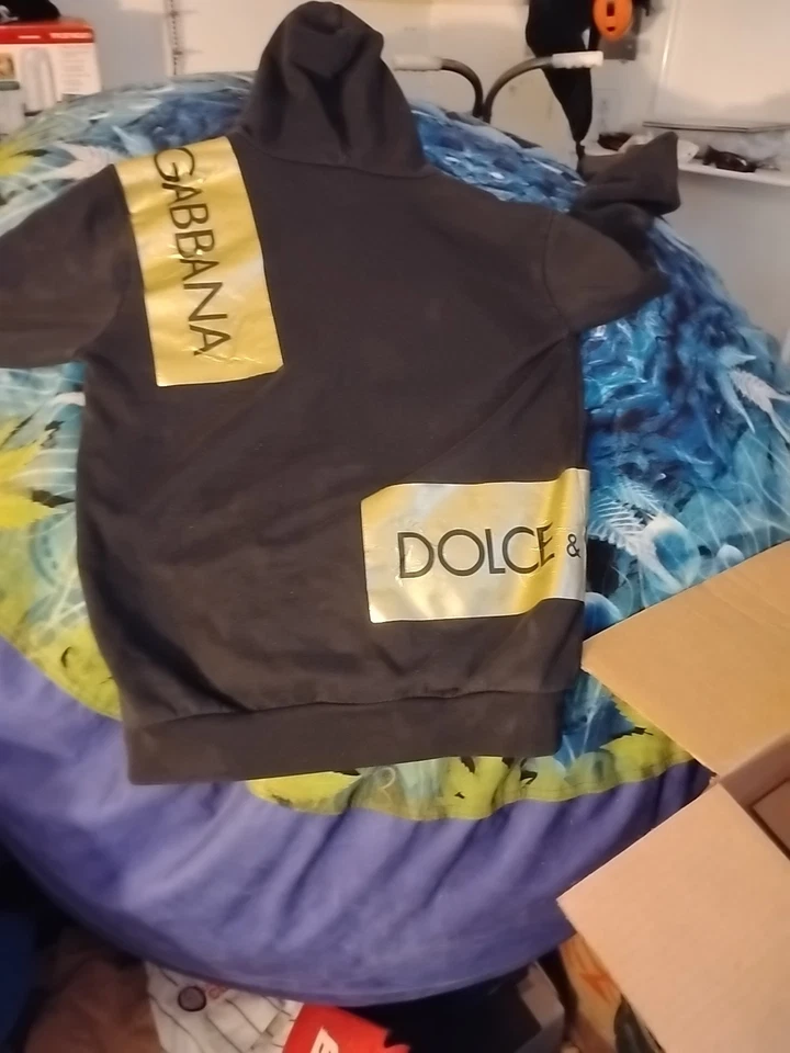 Dolce & Gabbana Talla 44/Grande Negro y Dorado Sudadera con Capucha Suéter Pullover Foto 2 de 4