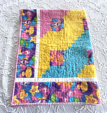 Handmade Toddler Baby Crib Quilt Fish Starfish Colorful Blanket Pink Check Back