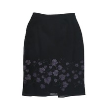 Vintage 90s Express Black and Purple Leaf Pencil Skirt 6