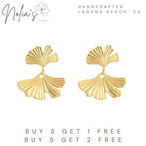 Authentic Jewelry by Nolia • 18k Gold Plated Flower Leaf Earrings Small Earrings Gifts