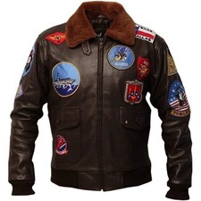 TOM CRUISE TOP GUN PETE MAVERICK BOMBER FUR LEATHER FLYING FLIGHT JACKET FOR MEN