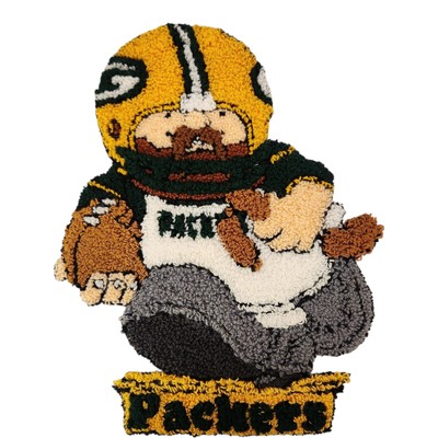VTG Green Bay Packers Loop Chenille Applique Patch Football Player & Brats 11''