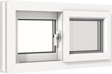 Asstinous Vinyl Basement Slider Window White Double-Pane Soundproof (32" x 16")