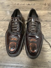 Prada Men’s Leather Derby Shoes Brown Crest Shield Made in Italy Size 8 US