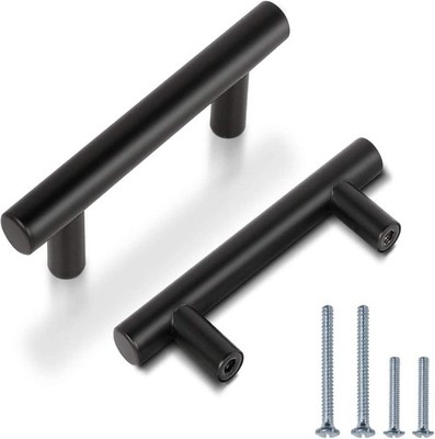 Probrico 25 Stück Küchentürgriffe 64 mm Loch mittig schwarz Schrankgriffe