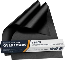 Oven Liners for Bottom of - 2 Pack Large Heavy Duty Mats, 2 Pack, Black 