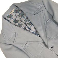 VTG 70s Leisure Jacket 40 Baby Blue Blazer Lightweight Knit Polyester Retro