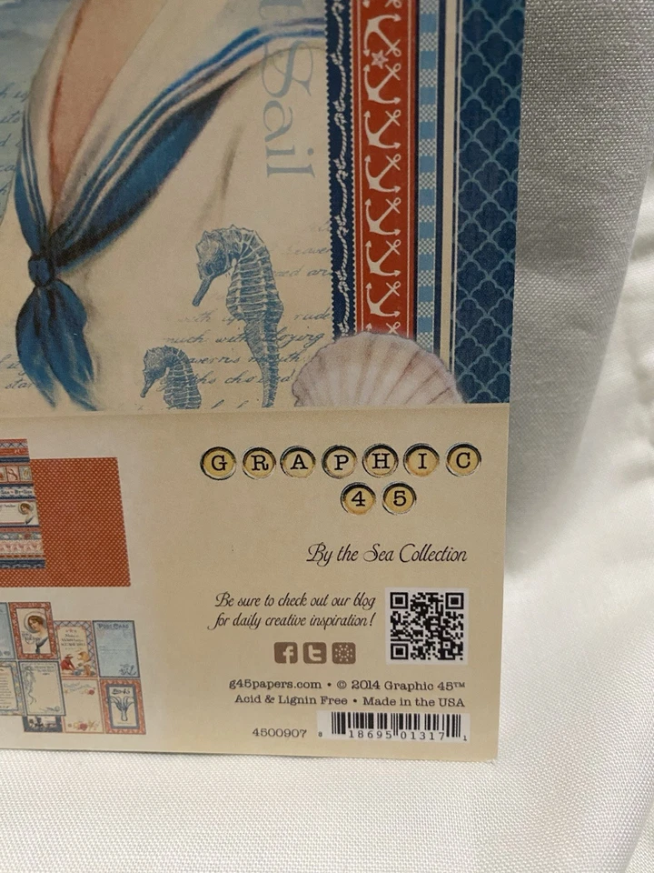 2014 Graphic 45 By The Sea Papercrafting Paper 8” X 8” Retired - Image 2 of 2