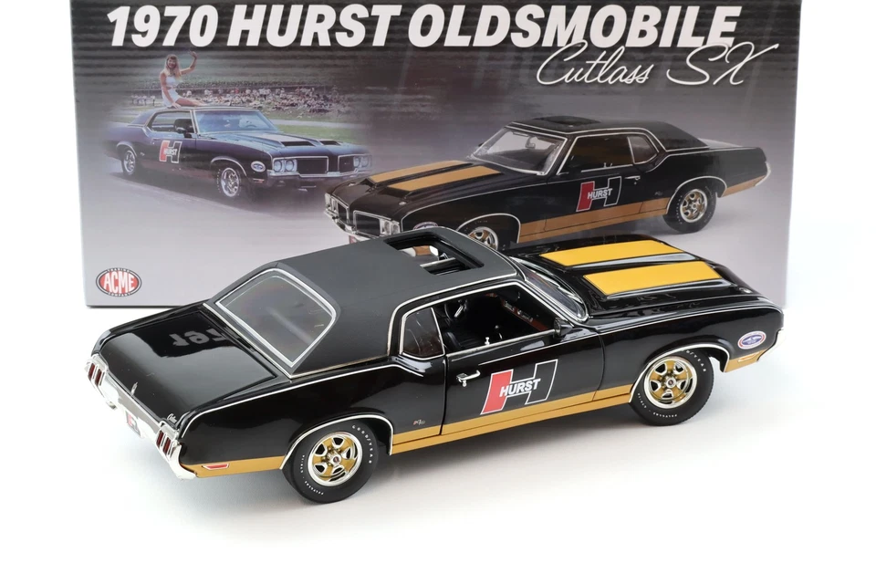 1:18 ACME 1970 OLDSMOBILE CUTLASS SX COUPE HURST EDITION Nero/Oro - Immagine 3 di 4