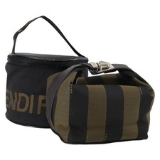 FENDI Pecan Canvas Vanity Pouch 2 Set Black Brown Auth am9810