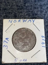 Norway Haakon VII Iron 1919 5 Ore WWI Year Of Root Beer 🍺