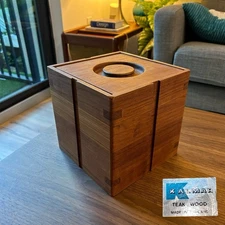 Vintage KALMAR Teak Wood Bucket with Lid 8x8x8 MCM Mid Century Square Ice Box
