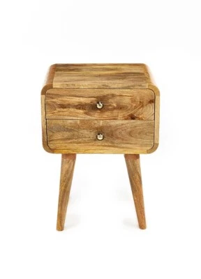 Elm Home And Garden Solid Wooden 2 Drawer Bedside Side Lamp H55 x W40 x D40cm