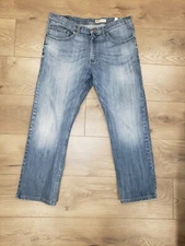 (34 x 29) Mens Wrangler Blue Jeans Striaght Leg Denim Jean W Pocket