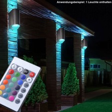 Außenlampe Gartenleuchte Wandstrahler Up Down Fernbedienung RGB LED dimmbar Glas