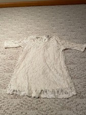 2 pc Sheer Lace Blouse  Ivory White Lace Embroidered Blouse  Short Sleeve sz S