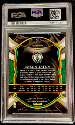 2020-21 Panini Select #41 Jayson Tatum Blue Prizm PSA 9 Mint