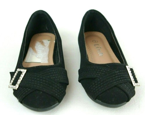 Link Solid Black Ballet Flats With Rhinestone Buckle Toddler Girls/ Kid's Size 9 - Picture 7 of 12