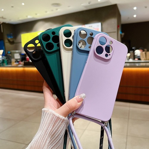 Cross Body Plain Case mit Umhängeband Band für iPhone 16 15 14 13 12 Pro Max - Bild 11 von 20