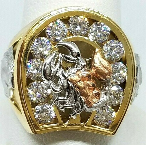 Sale GOLd 14K Mens Ring scorpion Horseshoe horse Luck solid 10 ask 8 9 11 12 - Picture 9 of 12
