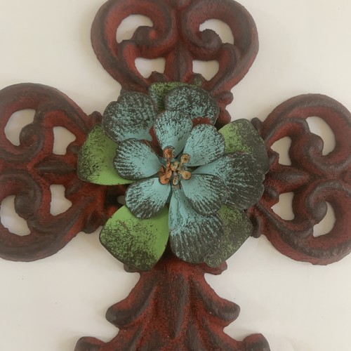Cast Iron Cross Ornate Scroll Rustic Hanging Christian Jesus Christ Religion 10” - Picture 2 of 8