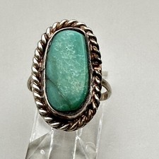 Navajo Green Turquoise Midi Joint Knuckle Ring Sterling Silver Bezel Set Sz 3.25