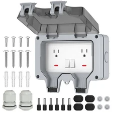 Joinfworld Outlet Box, IP66 Waterproof Outdoor Outlet Box 15A 250V Exterior L...