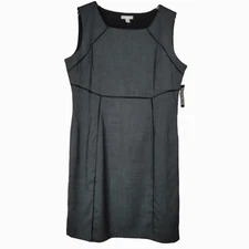 New York & Co. Dress Womens 18 Grey Black Shift Sleeveless Zip Casual Summer 