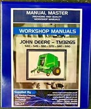 John Deere 540,545,550,570,580,590 Round Baler Workshop Repair Manual,Printed