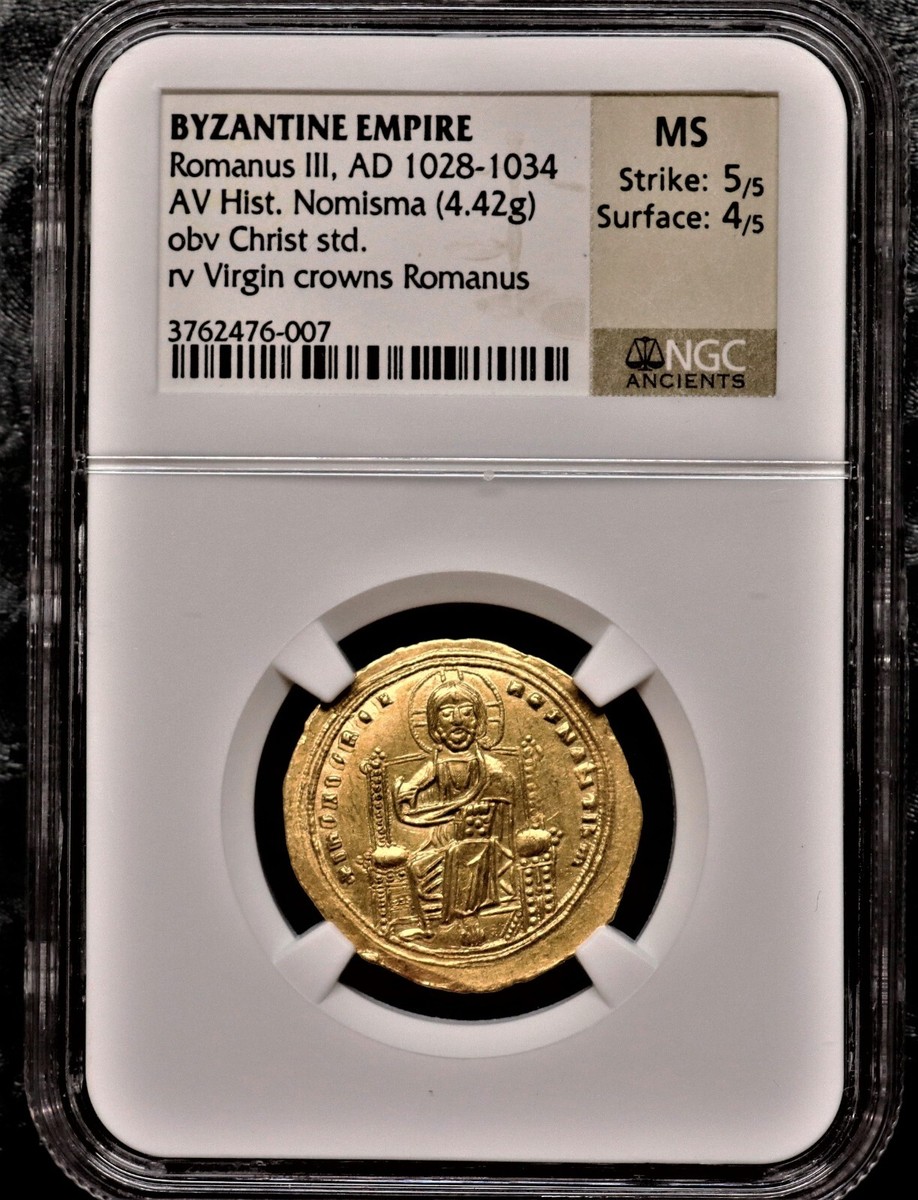 Byzantine Empire Romanus III 1028-1034 AD Nomisma Gold Coin NGC MS
