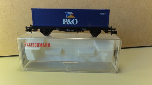 Fleischmann Spur N 8239K LWB 4 Rad Containerwagen mit blauem ""P&O"" Container