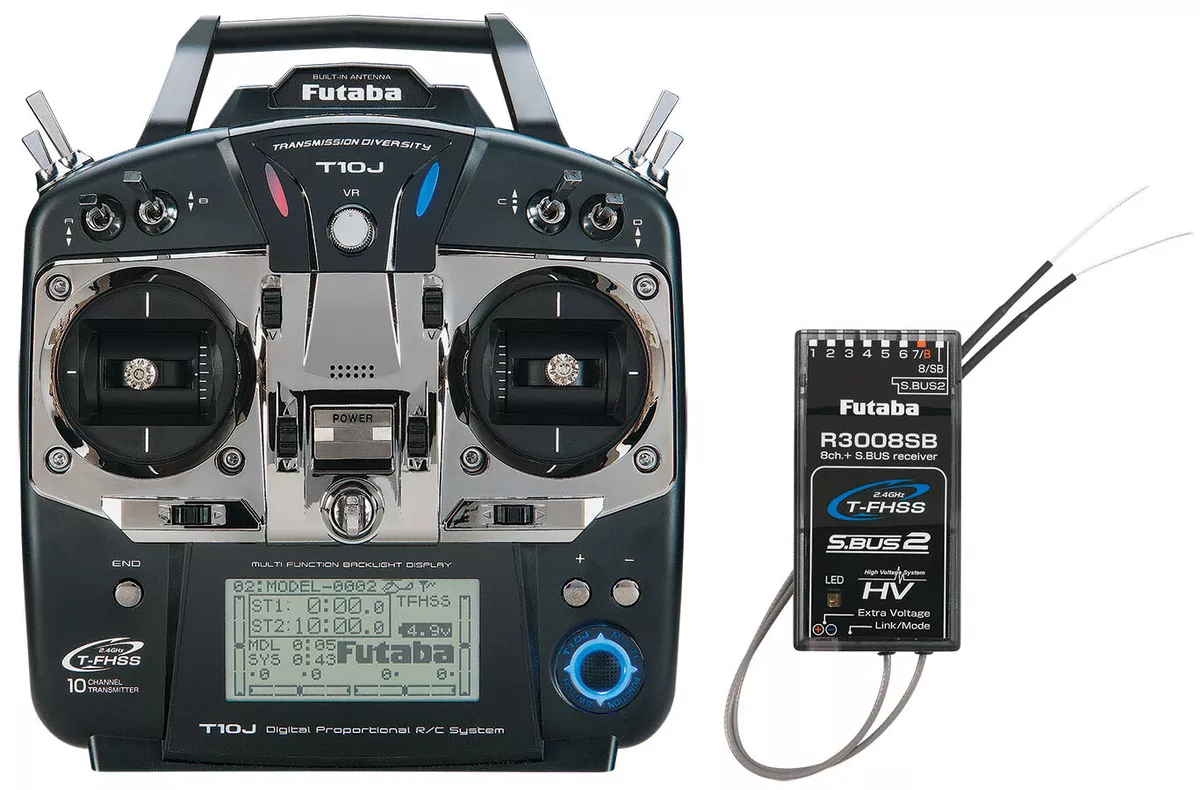 Futaba 10J S/FHSS Heli 10 Channel 2.4GHz Transmitter w/ R3008SB Receiver Mode 2