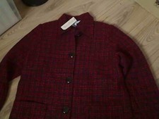 Bnnw Penny Plain Tweed Black And Red Bouncle Lined Jacket Size 12 With Wool