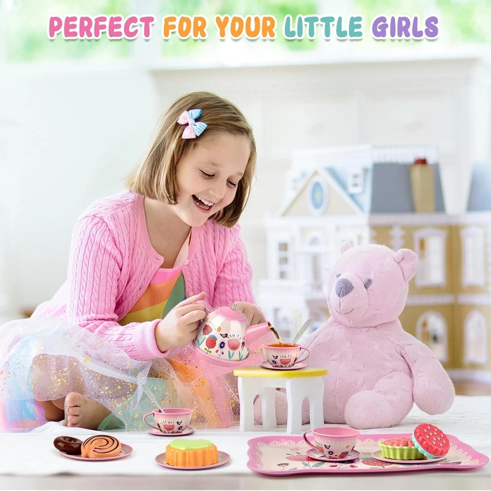 Juego de fiesta de té para niños para niñas pequeñas comida dulces princesa hora del té cocina Foto 3 de 4