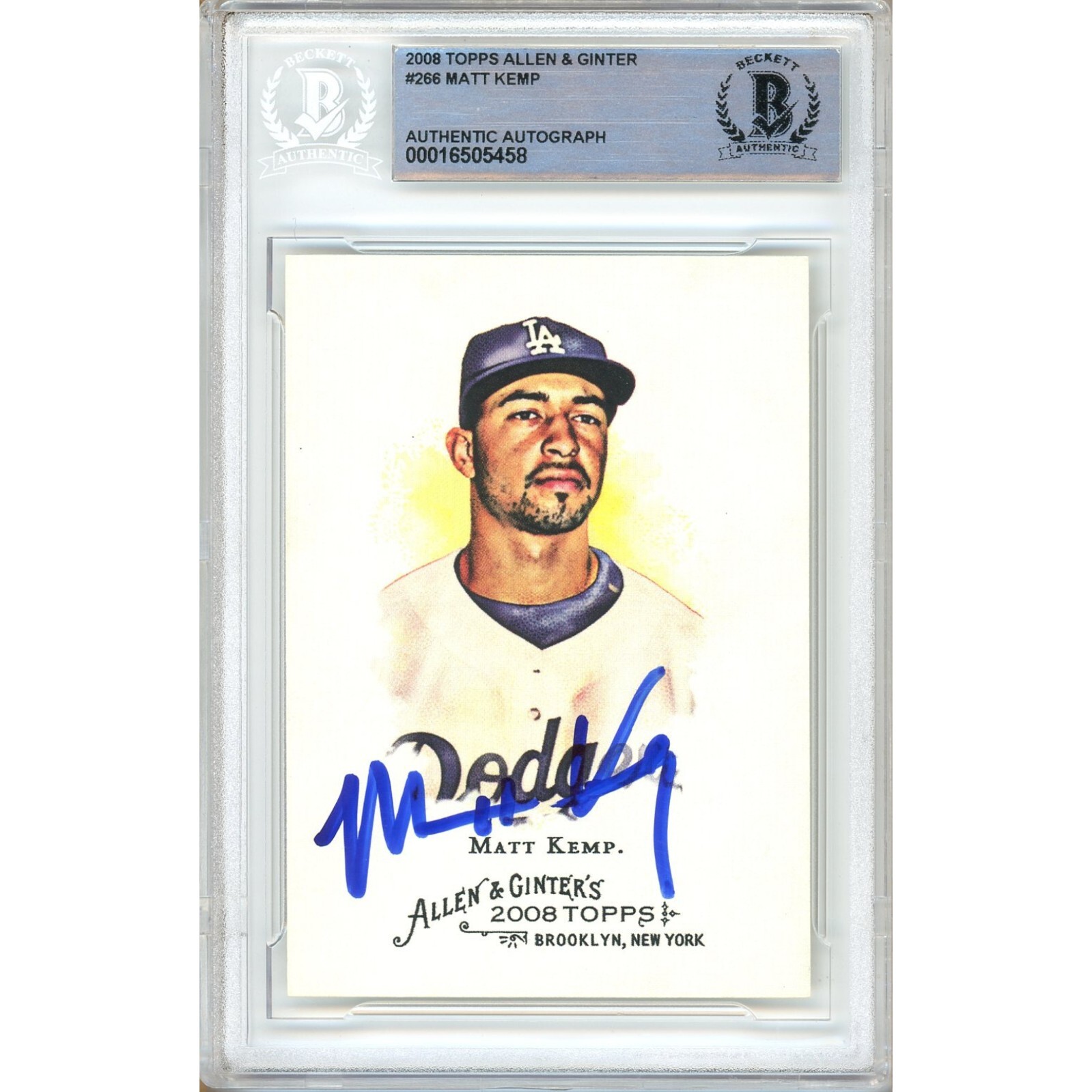 Matt Kemp LA Dodgers Auto 2008 Topps Allen and Ginter Signed #266 BAS Auth Slab
