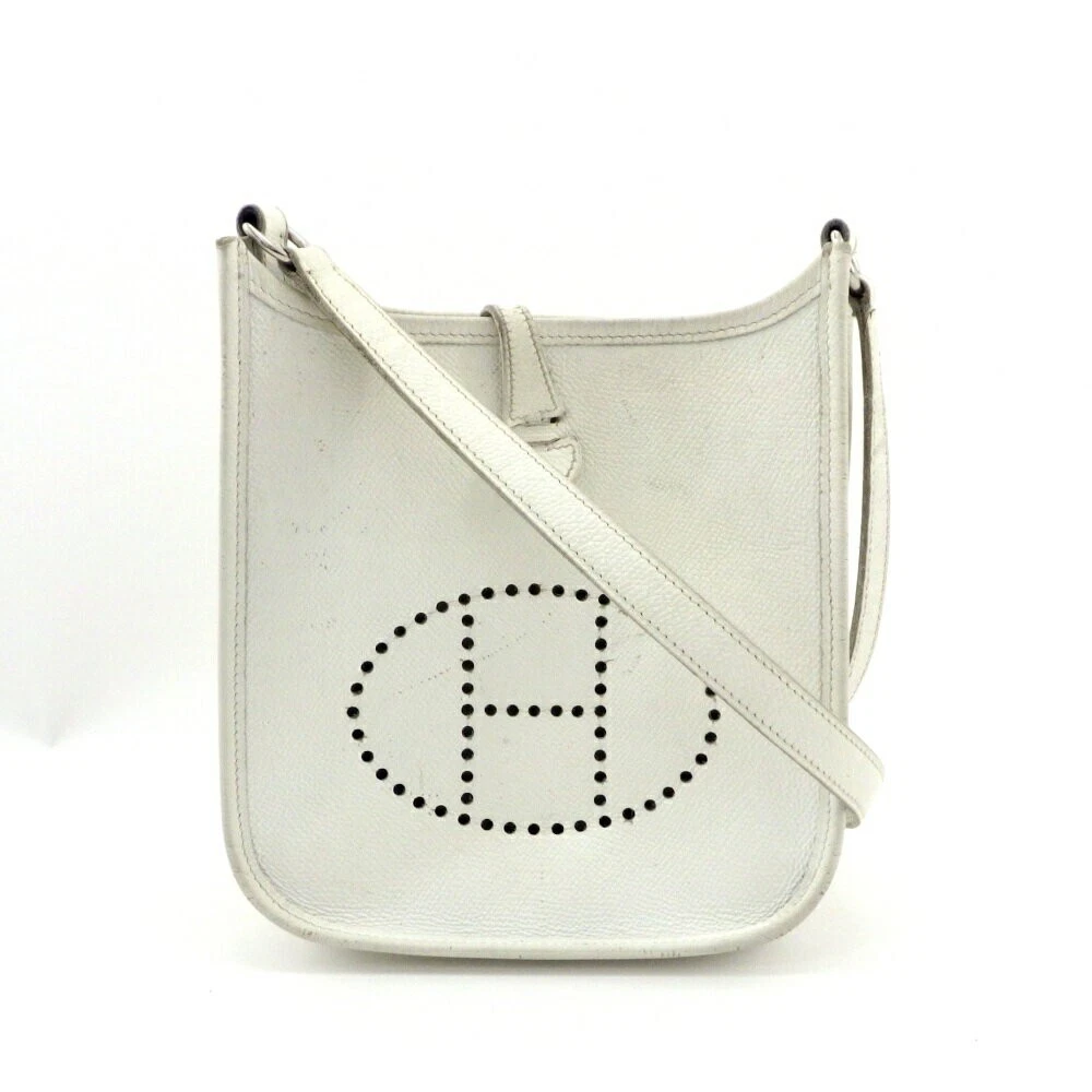 HERMES Evelyne TPM Mini Shoulder Bag Vaux Epson White Leather Good