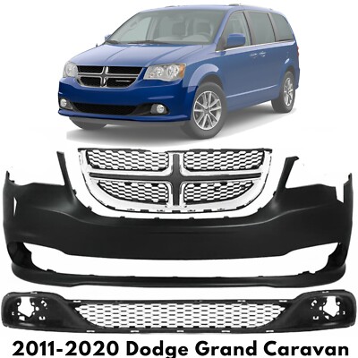 Front Bumper Cover Paintable & Grille Assembly For 2011-2020 Dodge Grand Caravan