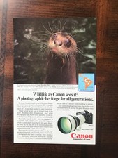 1982 vintage original print ad Canon Camera Takes Brazilian Otter Picture